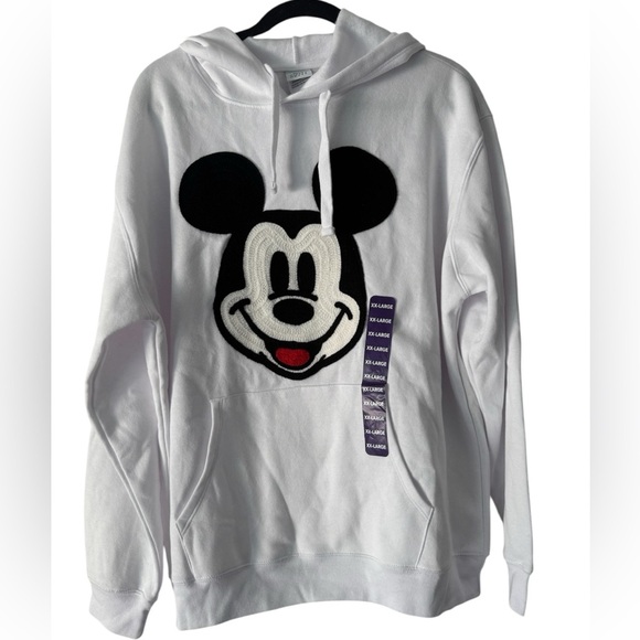Disney Mickey Mouse White Hoodie XX-Large Chenille Patch Logo - Picture 1 of 6